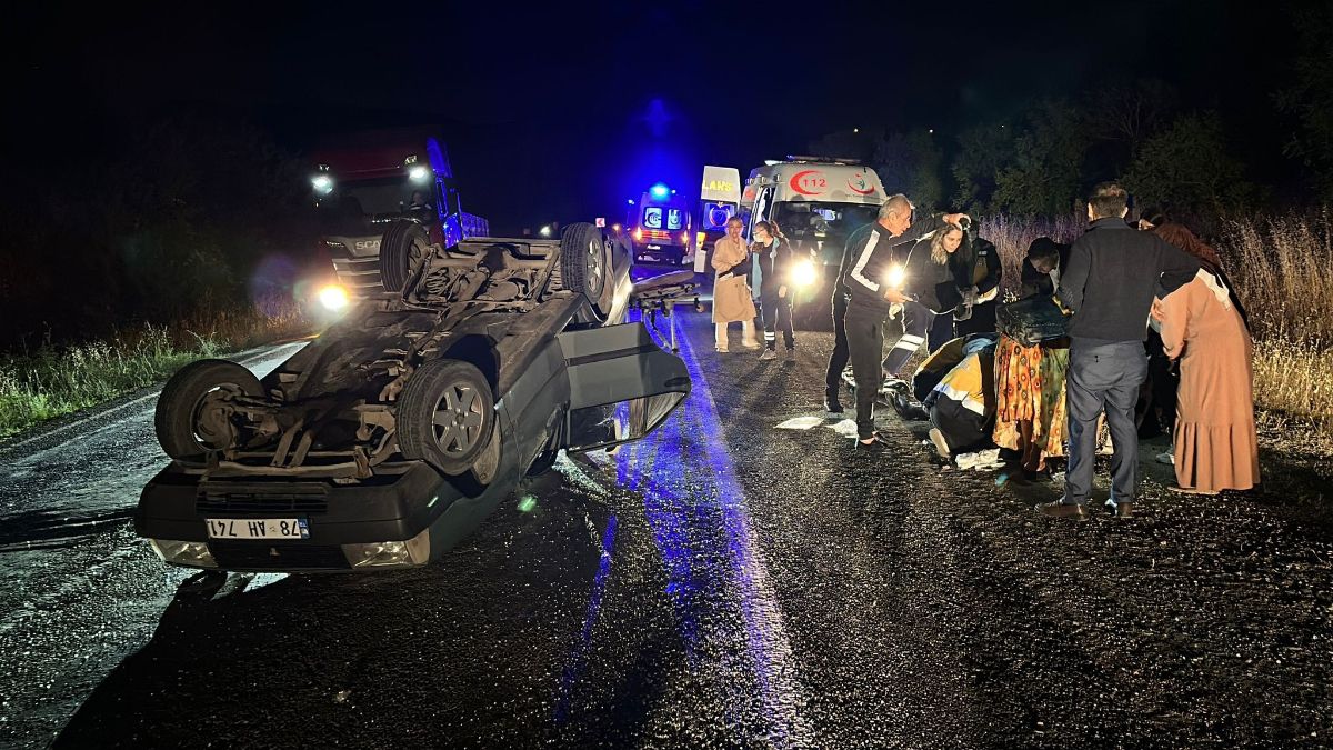 Karabük’te otomobil takla atıp ters döndü: 1’i çocuk 4 yaralı